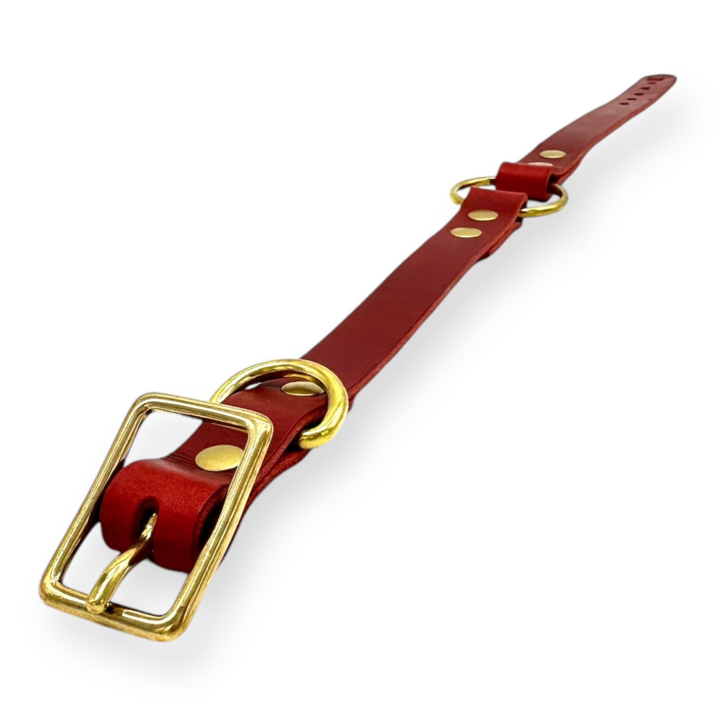 O-Ring Collar Italian Red Leather