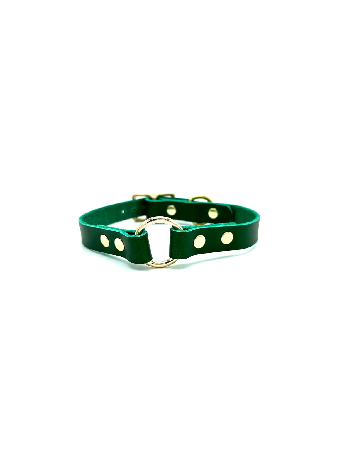 O-Ring Collar Italian Green Leather