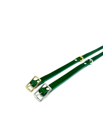 D-Ring Collar Italian Green Leather