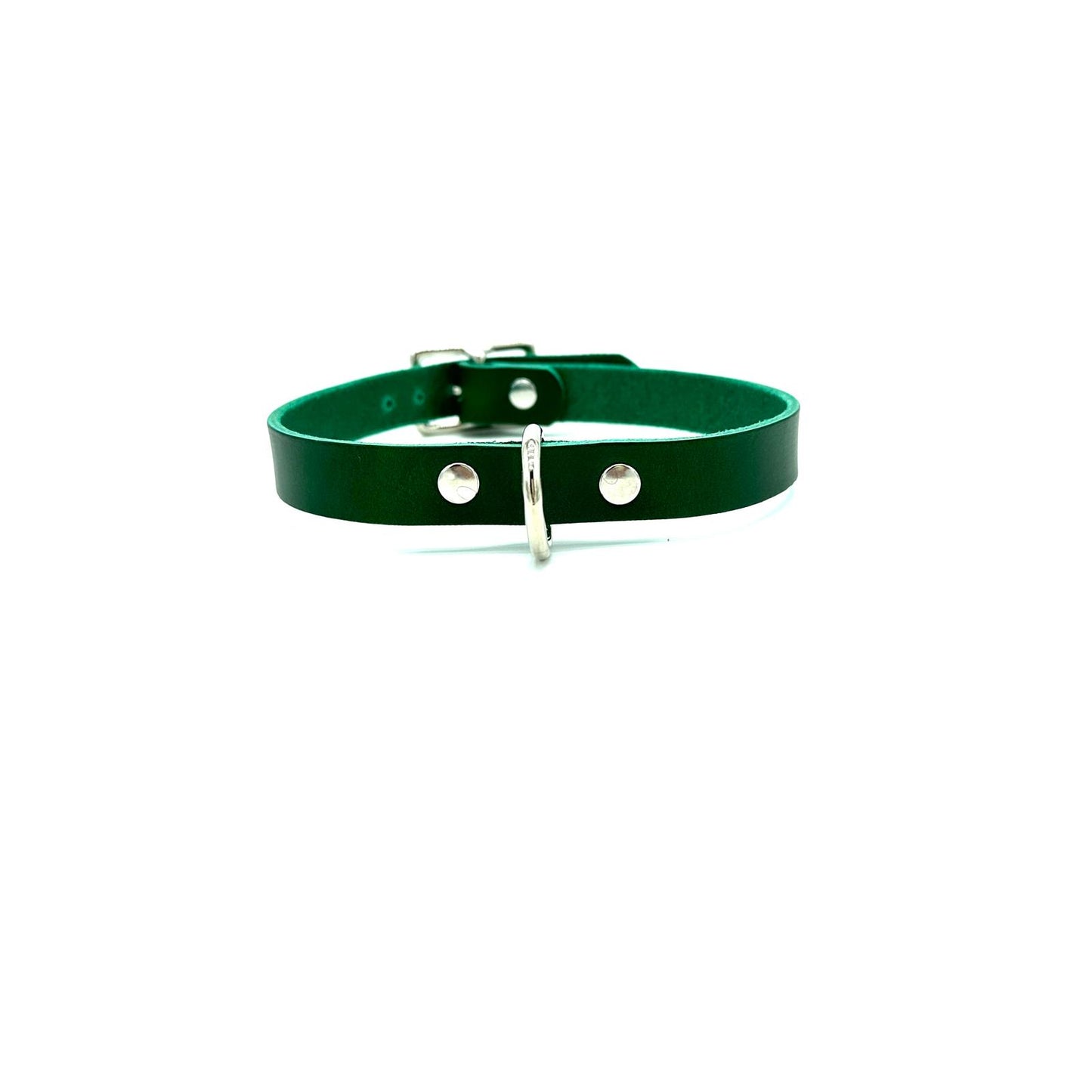 D-Ring Collar Italian Green Leather