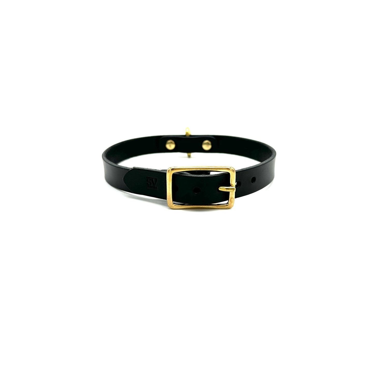 D Ring Collar Italian Black Leather