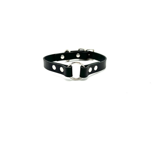 O-Ring Collar Italian Black Leather