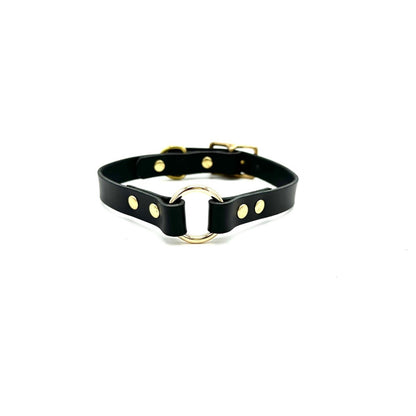 O-Ring Collar Italian Black Leather