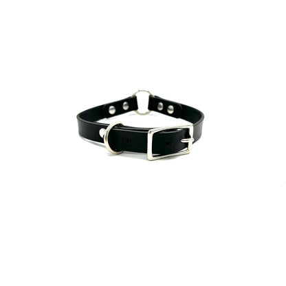 O-Ring Collar Italian Black Leather