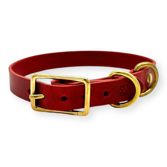 Classic Collar Italian Red Leather