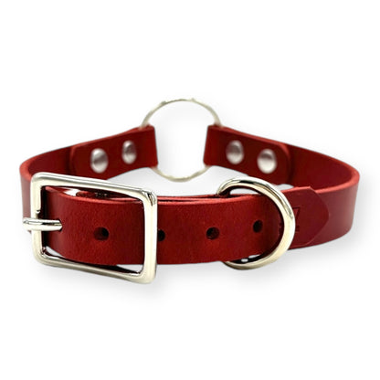 O-Ring Collar Italian Red Leather
