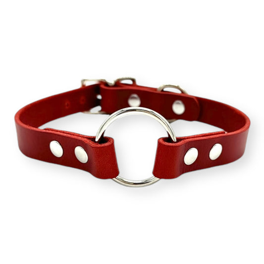 O-Ring Collar Italian Red Leather