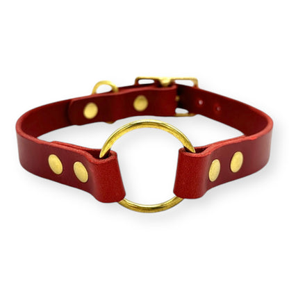 O-Ring Collar Italian Red Leather