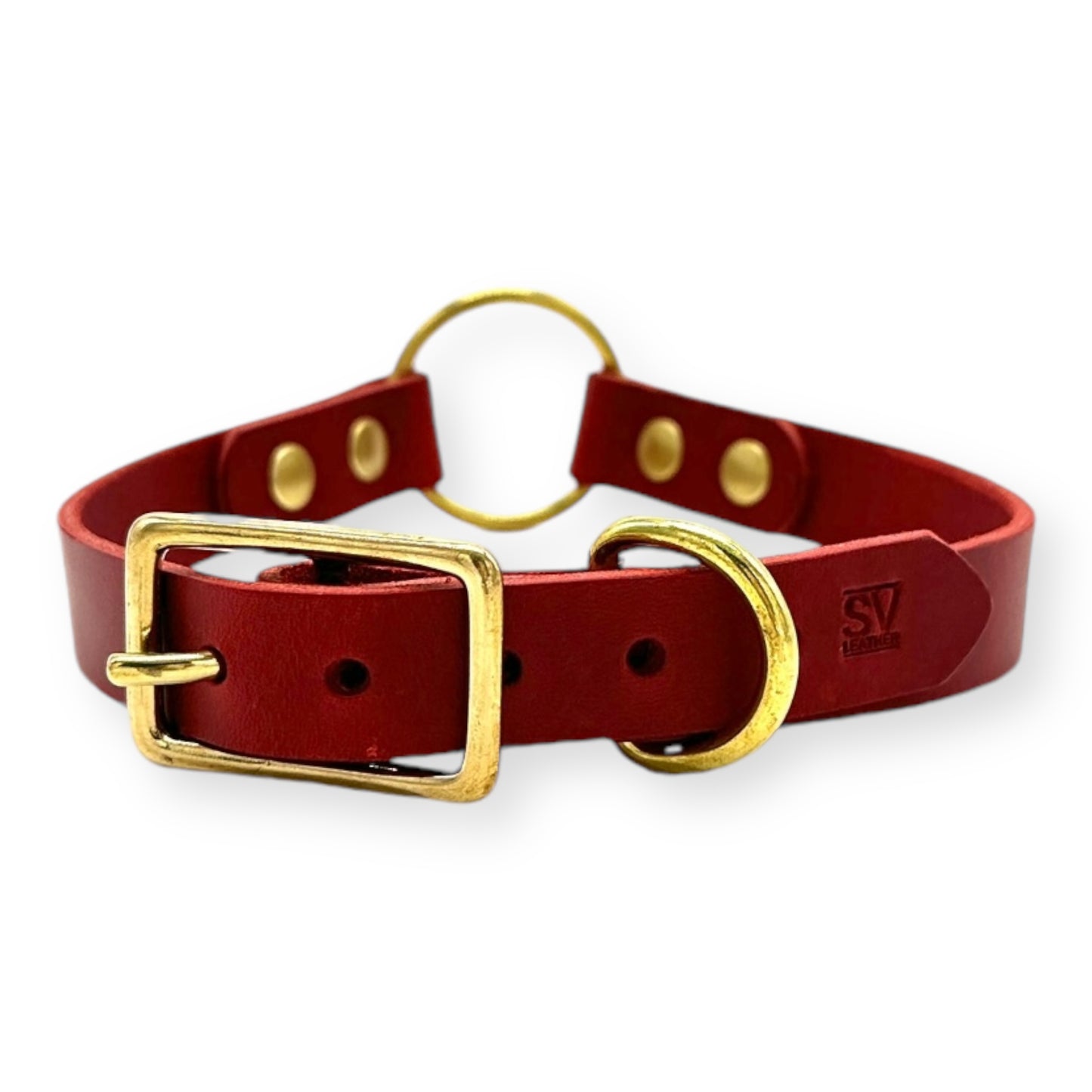 O-Ring Collar Italian Red Leather