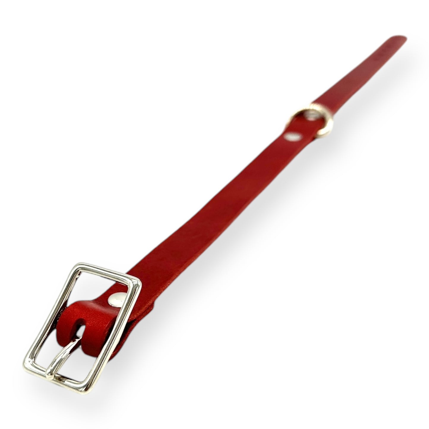 D-Ring Collar Italian Red Leather