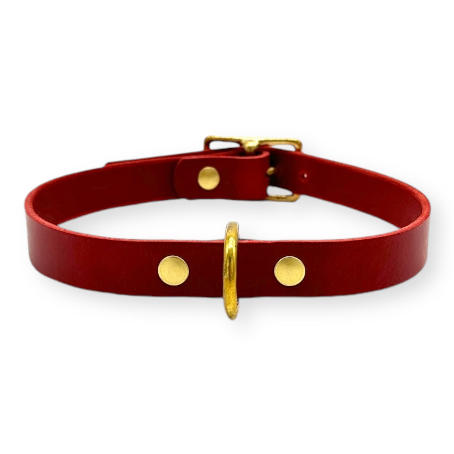 D-Ring Collar Italian Red Leather