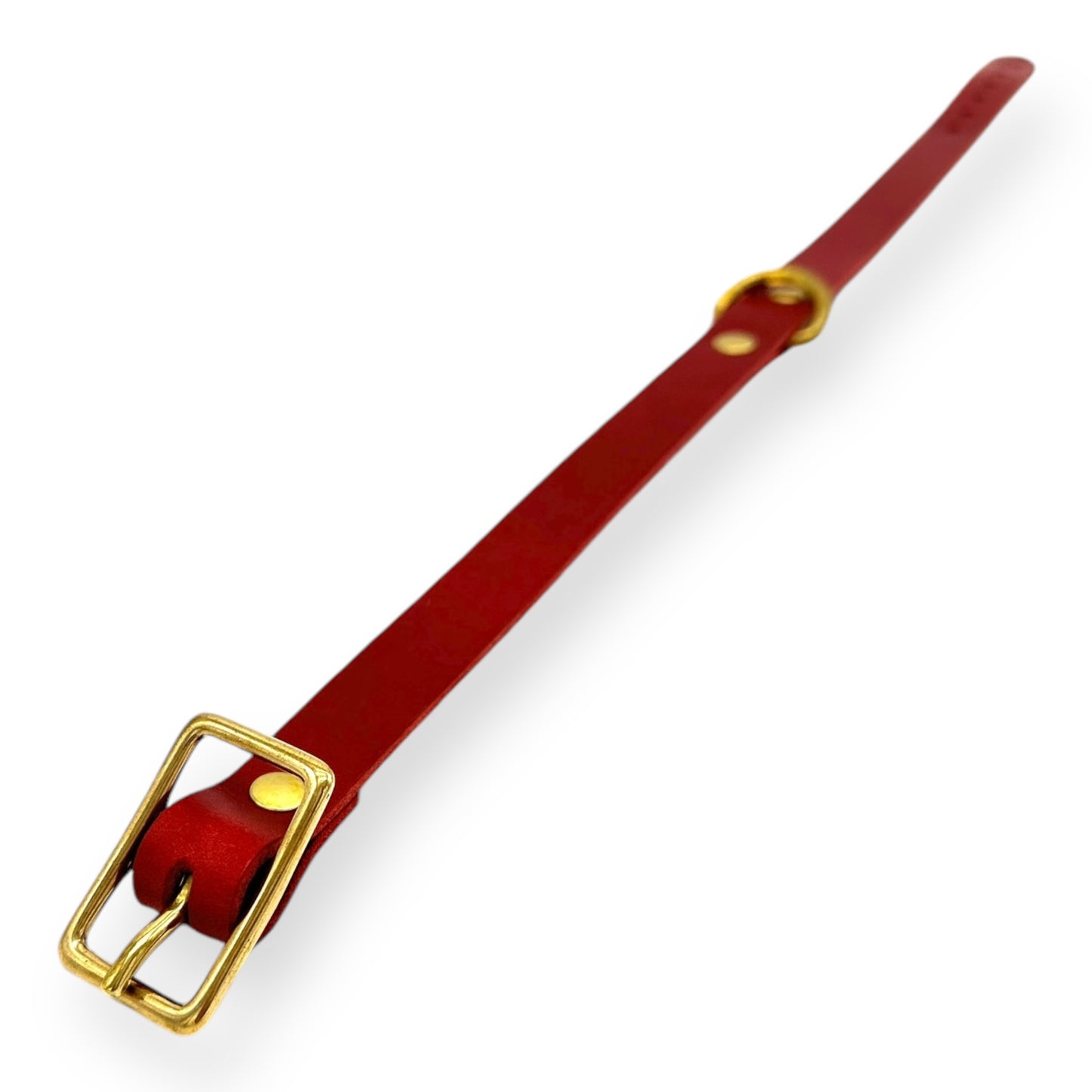 D-Ring Collar Italian Red Leather