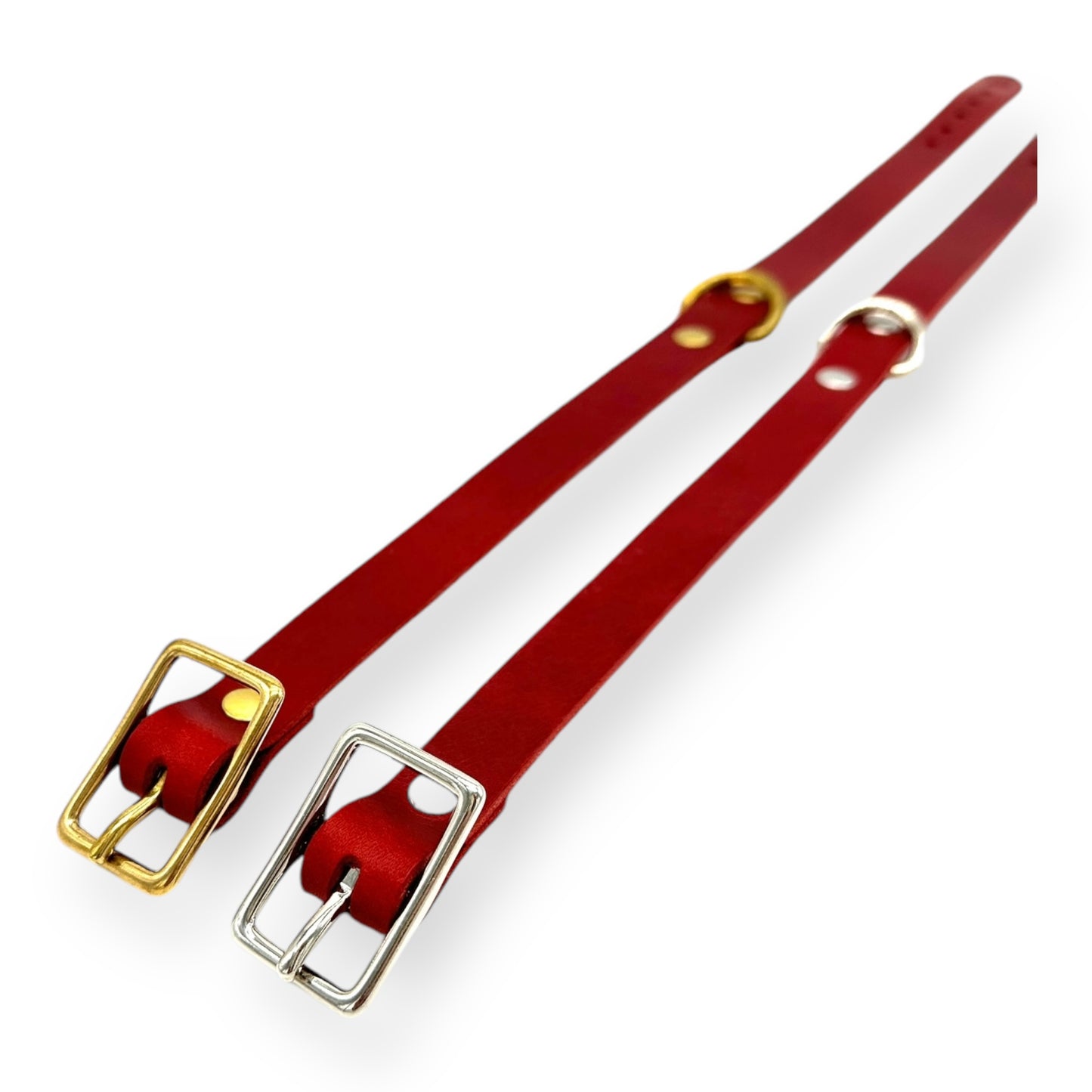 D-Ring Collar Italian Red Leather