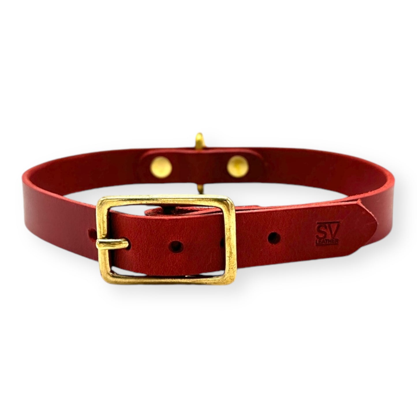 D-Ring Collar Italian Red Leather