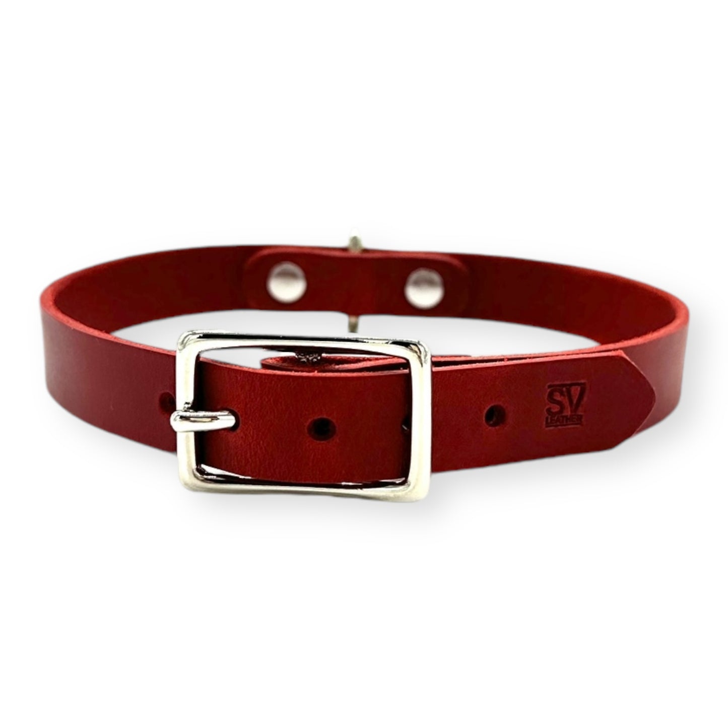 D-Ring Collar Italian Red Leather