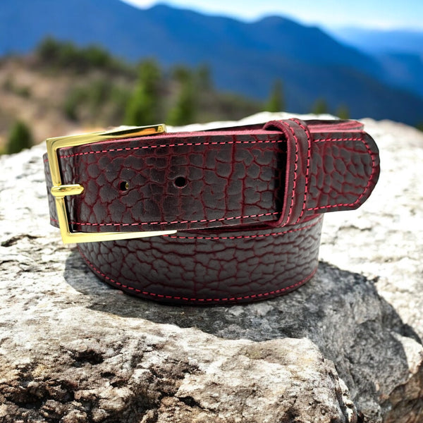 Frontier Black Bison Leather Belt 16oz